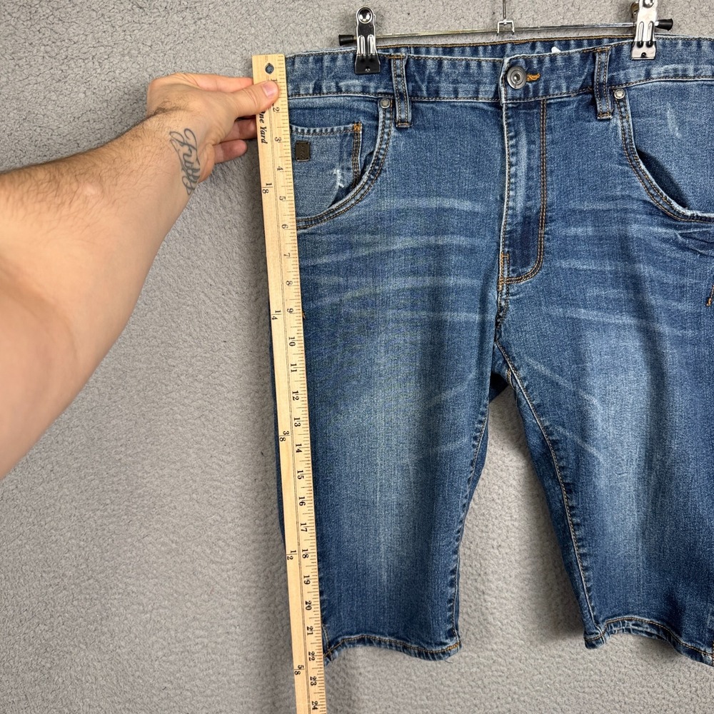 Triple Five Soul Shorts Men 32x13 Blue Medium Wash Jorts Denim Jean 555 Soul Y2K - Picture 10 of 15